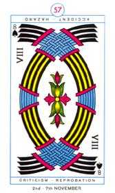 Eight of Spades Tarot card in Cagliostro Tarot deck