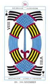 Nine of Spades Tarot card in Cagliostro Tarot deck