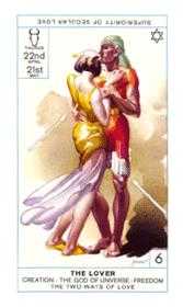 The Lovers Tarot card in Cagliostro Tarot deck