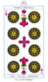 Eight of Diamonds Tarot card in Cagliostro Tarot deck