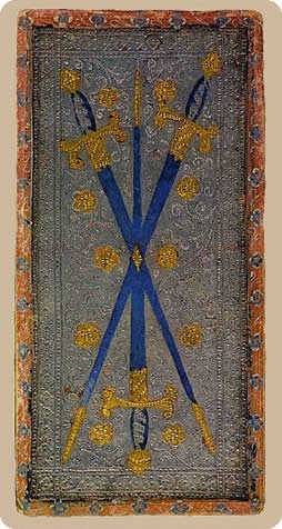 Three of Swords Tarot card in Cary-Yale Visconti Tarocchi Tarot deck