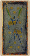 Two of Wands Tarot card in Cary-Yale Visconti Tarocchi Tarot deck