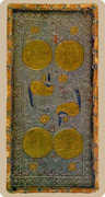 Four of Coins Tarot card in Cary-Yale Visconti Tarocchi Tarot deck