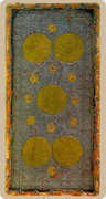 Five of Coins Tarot card in Cary-Yale Visconti Tarocchi Tarot deck