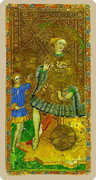 King of Coins Tarot card in Cary-Yale Visconti Tarocchi Tarot deck