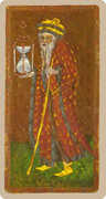 The Hermit Tarot card in Cary-Yale Visconti Tarocchi deck