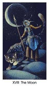 The Moon Tarot card in Cat People Tarot deck