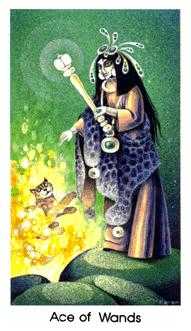 Ace of Wands Tarot card in Cat People Tarot deck