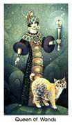 Queen of Wands Tarot card in Cat People deck