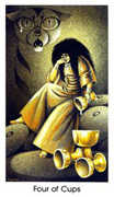 Four of Cups Tarot card in Cat People Tarot deck