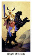 Knight of Swords Tarot card in Cat People deck