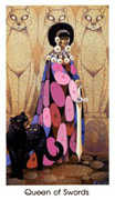 Queen of Swords Tarot card in Cat People Tarot deck