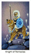 Knight of Coins Tarot card in Cat People deck