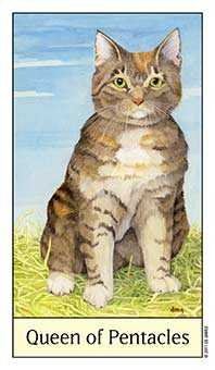 Queen of Coins Tarot card in Cat's Eye Tarot deck