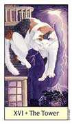 The Tower Tarot card in Cat's Eye deck