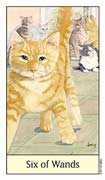 Six of Wands Tarot card in Cat's Eye deck