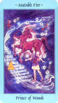 Knight of Wands Tarot card in Celestial Tarot deck