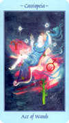 Ace of Wands Tarot card in Celestial deck