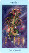 Four of Wands Tarot card in Celestial deck