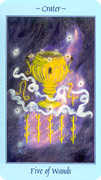 Five of Wands Tarot card in Celestial deck