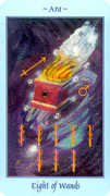Eight of Wands Tarot card in Celestial deck