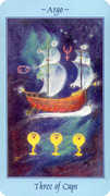 Three of Cups Tarot card in Celestial deck