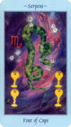 Four of Cups Tarot card in Celestial Tarot deck