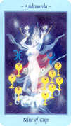 Nine of Cups Tarot card in Celestial Tarot deck