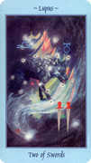 Two of Swords Tarot card in Celestial deck