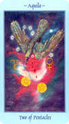 Two of Coins Tarot card in Celestial deck