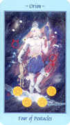 Four of Coins Tarot card in Celestial deck