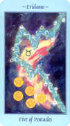 Five of Coins Tarot card in Celestial Tarot deck