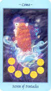 Seven of Coins Tarot card in Celestial Tarot deck