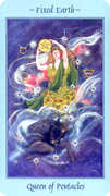 Queen of Coins Tarot card in Celestial deck