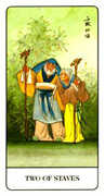 Two of Staves Tarot card in Chinese Tarot deck