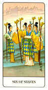 Six of Staves Tarot card in Chinese Tarot deck