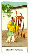 Seven of Staves Tarot card in Chinese deck