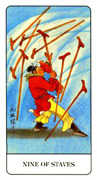 Nine of Staves Tarot card in Chinese Tarot deck