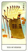 Ten of Staves Tarot card in Chinese Tarot deck