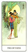 Two of Coins Tarot card in Chinese deck