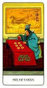 Six of Coins Tarot card in Chinese deck