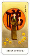 Seven of Coins Tarot card in Chinese Tarot deck