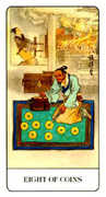 Eight of Coins Tarot card in Chinese deck