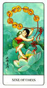 Nine of Coins Tarot card in Chinese deck