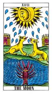 The Moon Tarot card in Classic Tarot deck