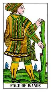 Page of Wands Tarot card in Classic Tarot deck