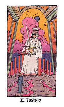 Justice Tarot card in Cosmic Slumber Tarot deck