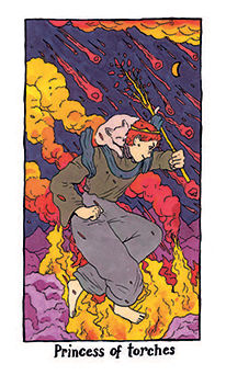 Page of Torches Tarot card in Cosmic Slumber Tarot deck