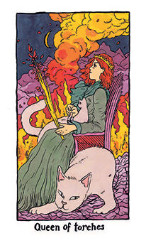 Queen of Torches Tarot card in Cosmic Slumber Tarot deck