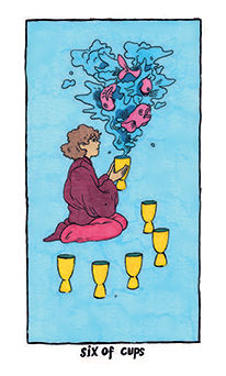 Six of Cups Tarot card in Cosmic Slumber Tarot deck